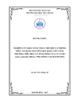 Nghiên cứu khả năng thay thế bột cá trong thức ăn bằng nguyên liệu khác lên tăng trưởng, tiêu hóa và tỉ lệ sống của cá vược (lates calcarifer bloch, 1790) giống tại hải dương 