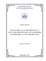 Nâng cao hiệu lực của hệ thống quản lý chất lượng theo tiêu chuẩn TCVN ISO 9001 2008 tại sở khoa học và công nghệ kiên giang 
