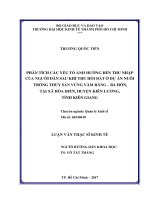 Phân tích các yếu tố ảnh hưởng đến thu nhập của người dân sau khi thu hồi đất ở dự án nuôi trồng thủy sản vùng vàm răng – ba hòn, tại xã hòa điền, huyện kiên lương, tỉnh kiên giang 