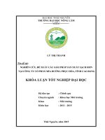 Nghiên cứu, đề xuất các giải pháp sản xuất sạch hơn tại Công ty cổ phần mía đường Phục Hòa  tỉnh Cao Bằng (Khóa luận tốt nghiệp)