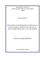 Những nhân tố ảnh hưởng đến sự kháng cự của người lao động với những thay đổi tại các doanh nghiệp trong khu vực thành phố hồ chí minh 