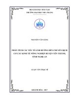 Phân tích các yếu tố ảnh hưởng đến chuyển dịch cơ cấu kinh tế nông nghiệp huyện yên thành, tỉnh nghệ an 