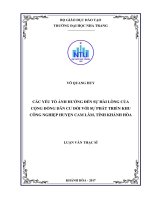 Các yếu tố ảnh hưởng đến sự hài lòng của cộng đồng dân cư đối với sự phát triển khu công nghiệp huyện cam lâm, tỉnh khánh hòa 