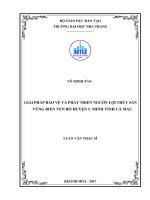 Giải pháp bảo vệ và phát triển nguồn lợi thủy sản vùng biển ven bờ huyện u minh, tỉnh cà mau 