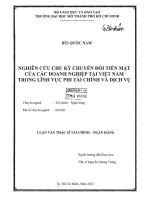 Nghiên cứu chu kỳ chuyển đổi tiền  mặt của các doanh nghiệp tại việt nam trong lĩnh vực phi tài chính và dịch vụ 