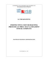 Ineffective cost budgeting process at phuc dat land joint stock company 