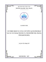 Cải thiện dịch vụ cung cấp nước sạch sinh hoạt tại các xã ngoại thành của thành phố nha trang, tỉnh khánh hòa 