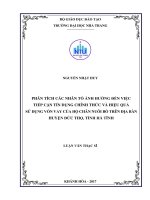 Phân tích các nhân tố ảnh hưởng đến việc tiếp cận tín dụng chính thức và hiệu quả sử dụng vốn vay của hộ chăn nuôi bò trên địa bàn huyện đức thọ, tỉnh hà tĩnh 
