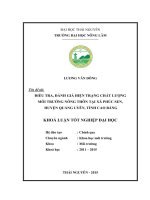 Điều tra, đánh giá hiện trạng chất lượng môi trường nông thôn tại xã Phúc Sen  huyện Quảng Uyên  tỉnh Cao Bằng (Khóa luận tốt nghiệp)