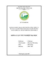 Đánh giá hiện trạng môi trường nông thôn và đề xuất biện pháp bảo vệ môi trường tại xã Nghĩa Lạc  huyện Nghĩa Đàn  tỉnh Nghệ An (Khóa luận tốt nghiệp)