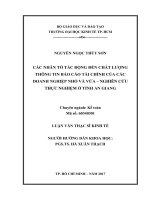 Các nhân tố tố tác động đến chất lượng thông tin báo cáo tài chính của các doanh nghiệp nhỏ và vừa   nghiên cứu thực nghiệm ở tỉnh an giang 