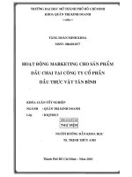 Hoạt động marketing cho sản phẩm dầu chai tại công ty cổ phần dầu thực vật tân bình 