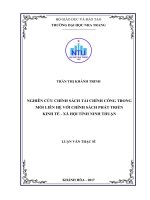 Nghiên cứu chính sách tài chính công trong mối liên hệ với chính sách phát triển kinh tế   xã hội tỉnh ninh thuận 