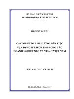 Các nhân tố ảnh hưởng đến việc IFRS for SMEs cho các doanh nghiệp nhỏ và vừa tại việt nam 