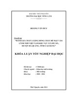 Đánh giá chất lượng dòng chảy bề mặt vào lãnh thổ Việt Nam khu vực xã Sóc Hà  huyện Hà Quảng  tỉnh Cao Bằng (Khóa luận tốt nghiệp)