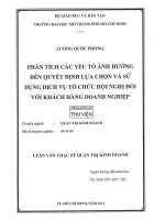 Phân tích các yếu tố ảnh hưởng đến quyết định lựa chọn và sử dụng dịch vụ tổ chức hội nghị đối với khách hàng doanh nghiệp 