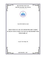 Phân tích các yếu tố ảnh hưởng đến ý định sử dụng năng lượng tái tạo tại thành phố vinh, tỉnh nghệ an 