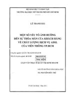 Một số yếu tố ảnh hưởng đến sự thỏa mãn của khách hàng về chất lượng dịch vụ adsl của viễn thông tphcm 