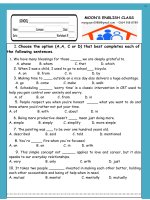 ĐÁP án TRẮC NGHIỆM đề THI 01 môn TIẾNG ANH CÔNG CHỨC QUẢNG NGÃI đợt 2