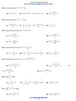 Bài tập trắc nghiệm nguyên hàm tích phân ứng dụng có đáp án 