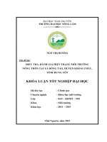 Điều tra, đánh giá hiện trạng môi trường nông thôn tại xã Đông Tảo  huyện Khoái Châu  tỉnh Hưng Yên (Khóa luận tốt nghiệp)