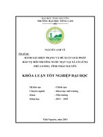 Đánh giá hiện trạng và đề xuất giải pháp bảo vệ môi trường nước mặt tại xã Cổ Lũng  huyện Phú Lương  tỉnh Thái Nguyên (Khóa luận tốt nghiệp)
