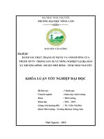 Đánh giá thực trạng sử dụng và ảnh hưởng của thuốc bảo vệ thực vật trong sản xuất nông nghiệp tại địa bàn xã Thượng Đình  huyện Phú Bình – tỉnh Thái Nguyên (Khóa luận tốt nghiệp)