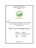 Đánh giá hiện trạng môi trường nước sinh hoạt tại xã An Khang  thành phố Tuyên Quang  tỉnh Tuyên Quang (Khóa luận tốt nghiệp)