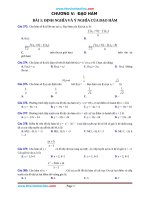 Bài tập trắc nghiệm chương đạo hàm của hàm số và tiếp tuyến có đáp án 