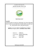 Đánh giá công tác quản lý, thu gom, xử lý rác thải sinh hoạt và đề xuất giải pháp bảo vệ môi trường tại thị trấn Đu – huyện Phú Lương – tỉnh Thái Nguyên (Khóa luận tốt nghiệp)