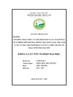 Tìm hiểu về nhận thức và thái độ hành vi của người dân về ô nhiễm môi trường trong việc phân loại, thu gom và xử lý rác thải sinh hoạt tại xã La Hiên  huyện Võ Nhai  tỉnh Thái Nguyên (Khóa luận tốt nghiệp)