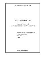 TIỂU LUẬN HÓA TRỊ LIỆU  CÁC LOẠI VACCIN VÀ  CÁC VACCIN HIỆN ĐANG ĐƯỢC LƯU HÀNH