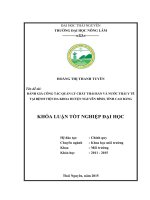 Đánh giá công tác quản lý chất thải rắn và nước thải y tế tại bệnh viện đa khoa  huyện Nguyên Bình  tỉnh Cao Bằng (Khóa luận tốt nghiệp)