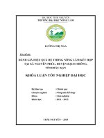 Đánh giá hiệu quả hệ thống Nông lâm kết hợp tại xã Nguyên Phúc  huyện Bạch Thông  tỉnh Bắc Kạn (Khóa luận tốt nghiệp)