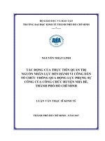 Tác động của thực tiễn quản trị nguồn nhân lực đến hành vi công dân tổ chức thông qua động lực phụng sự công của công chức huyện nhà bè, thành phố hồ chí minh 