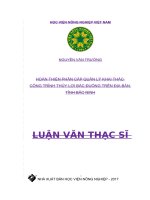 Hoàn thiện phân cấp quản lý khai thác công trình thủy lợi bắc đuống trên địa bàn tỉnh bắc ninh