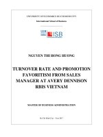 Turnover rate and promotion favoritism from sales manager at avery dennison RBIS vietnam 