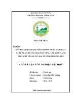 Đánh giá hiện trạng môi trường nước sinh hoạt đề xuất một số giải pháp cung cấp nước sạch tại xã Mỹ Yên  huyện Đại Từ  tỉnh Thái Nguyên (Khóa luận tốt nghiệp)