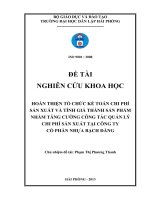 Hoàn thiện tổ chức kế toán chi phí sản xuất và tính giá thành sản phẩm nhằm tăng cường công tác quản lý chi phí sản xuất tại Công ty Cổ phần Nhựa Bạch Đằng (NCKH)