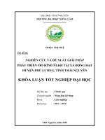 Nghiên cứu và đề xuất giải pháp phát triển mô hình nông lâm kết hợp tại xã Động Đạt  huyện Phú Lương  tỉnh Thái Nguyên (Khóa luận tốt nghiệp)