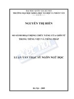 SO SÁNH HOẠT ĐỘNG CHỨC NĂNG của GIỚI từ TRONG TIẾNG VIỆT và TIẾNG PHÁP 