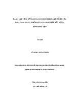 ĐÁNH GIÁ TIỀM NĂNG DU LỊCH SINH THÁI và đề XUẤT các GIẢI PHÁP PHÁT TRIỂN DU LỊCH SINH THÁI bền VỮNG TỈNH PHÚ yên