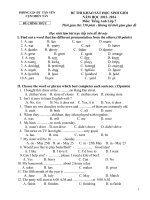 Đề và đáp án HSG anh 7 tân yên 2013 2014 