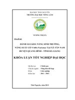 Đánh giá khả năng sinh trưởng, năng suất cỏ VA06 (Varisme) tại xã Tân Nam  huyện Quang Bình  tỉnh Hà Giang (Khóa luận tốt nghiệp)