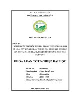 Nghiên cứu tri thức bản địa trong việc sử dụng một số loài cây lâm sản ngoài gỗ để làm thuốc của dân tộc Sán Dìu xã Động Đạt  huyện Phú Lương  tỉnh Thái Nguyên (Khóa luận tốt nghiệp)