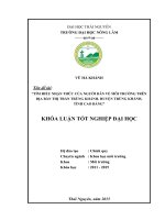 Tìm hiểu nhận thức của người dân về môi trường trên địa bàn thị trấn Trùng khánh  huyện Trùng Khánh  tỉnh Cao Bằng (Khóa luận tốt nghiệp)