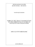 Nghiên cứu thực trạng và giải pháp sử dụng đất nông nghiệp ở vùng cát ven biển tại huyện Quảng Ninh, tỉnh Quảng Bình (Khóa luận tốt nghiệp)