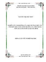 Nghiên cứu ảnh hưởng của một số tỉ lệ thức ăn tinh đến khả năng sinh trưởng của thỏ trắng new zealand nuôi tại Quảng Bình (Khóa luận tốt nghiệp)