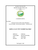 Đánh giá chất lượng nước sinh hoạt tại địa bàn xã Sỹ Bình  huyện Bạch Thông  tỉnh Bắc Kạn (Khóa luận tốt nghiệp)