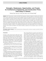 Strengths, weaknesses, opportunities, and threats for architectural, engineering, and construction firms  case study of vietnam